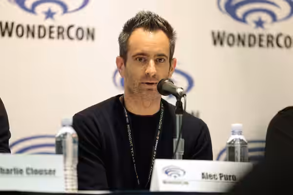 Alec Puro speaking at the 2017 WonderCon at the Anaheim Convention Center in Anaheim, California. Please attribute to Gage Skidmore if used elsewhere.