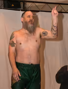 Necro Butcher making his entrance at an independent show in London, ON (2014)