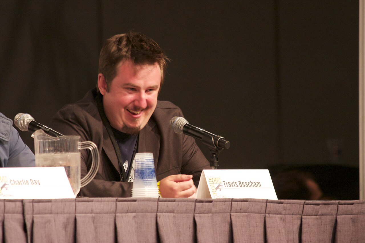 Travis Beacham at the Pacific Rim panel at the 2011 Comic-Con International. Please attribute to Dominic "Count3D" Dobrzensky.