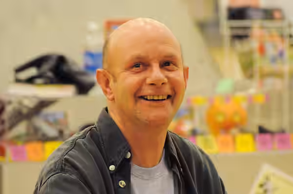 Nick Hornby signing books at Central Library, Seattle, Washington. (2009)
