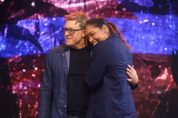 Alan Tudyk and Gina Torres speaking with attendees at the 2024 Phoenix Fan Fusion at the Phoenix Convention Center in Phoenix, Arizona. Please attribute to Gage