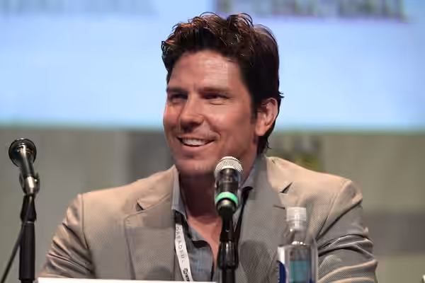 Michael Trucco speaking at the 2015 San Diego Comic Con International, for "Con Man", at the San Diego Convention Center in San Diego, California. Please attrib