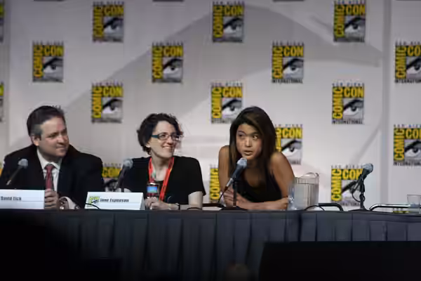 David Eick, Jane Espenson, and Grace Park (2009)