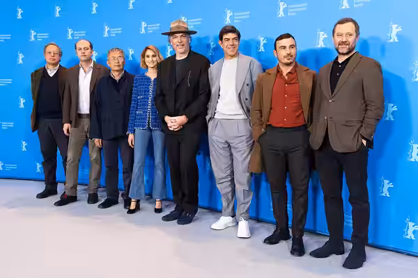 Marco Cohen, Francesco Melzi d’Eril, Wen Mao, Linda Caridi, Andrea Di Stefano, Pierfrancesco Favino, Francesco Di Leva and Massimiliano Orfei presenting the mov (2023)