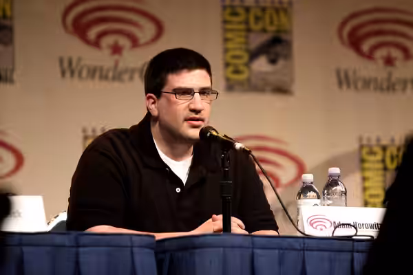 Adam Horowitz speaking at the 2012 WonderCon in Anaheim, California. Please attribute to Gage Skidmore if used elsewhere