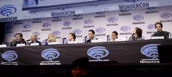 The cast of Dark Phoenix at the 2019 WonderCon in Anaheim, California.