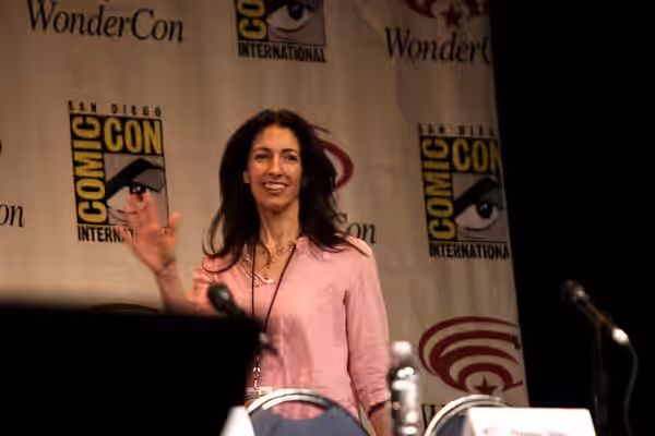 Jennifer Johnson speaking at the 2012 WonderCon in Anaheim, California. Please attribute to Gage Skidmore if used elsewhere.