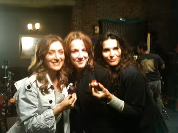 Celebrating a birthday on the R&amp;I set with Executive Producer Janet Tamaro (2010)
