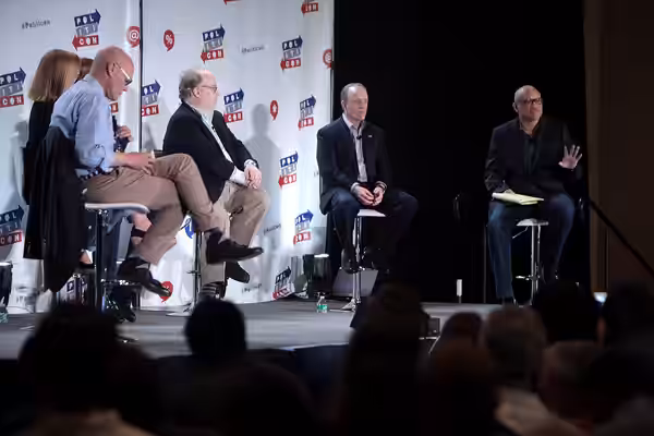 James Carville, Van Jones, S. E. Cupp, Michael Murphy and Larry Wilmore speaking at the 2016 Politicon at the Pasadena Convention Center in Pasadena, California