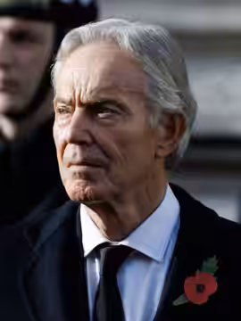 09/11/2025. London, United Kingdom. Former Prime Ministers, Tony Blair and Gordon Brown attends the Remembrance Sunday Ceremony at the Cenotaph alongside King C