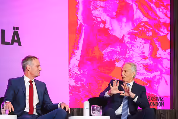 02/06/2025. London, United Kingdom. Secretary of State Peter Kyle in conversation with Tony Blair and Melissa Heikkila at SXSW London. Picture by Alecsandra Dra