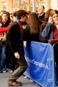 Hamish Linklater signing autographs at the stage door of the John Golden Theater, after the matinee performance of Seminar on Saturday 12 November 2011. Being v