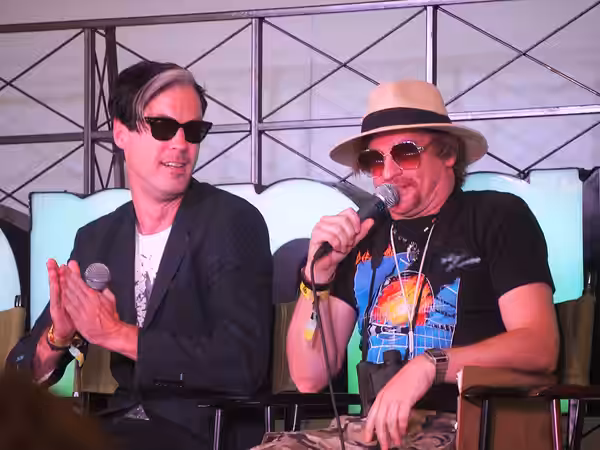 The panel of musicians and actors fields a question at a Bonnaroo 2012 press conference.