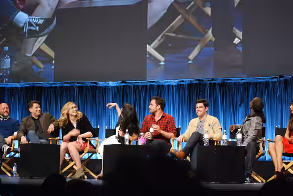 The cast is fascinated by the big screen. (2012)