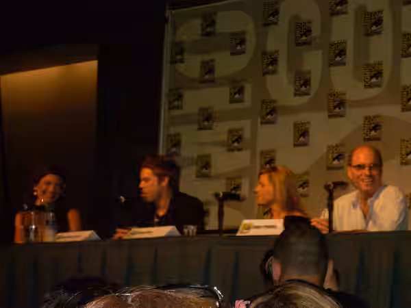 From left: Kristin Dos Santos, Michael C. Hall, Julie Benz, Clyde Phillips, "Dexter," at Comic-Con (2008)