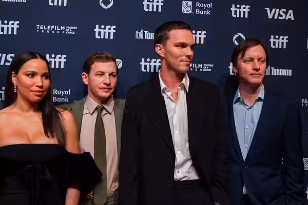 Jurnee Smollett, Tye Sheridan, Nicholas Hoult, and Bryan Haas at the 2024 Toronto International Film Festival (TIFF) for the movie The Order. (2021)