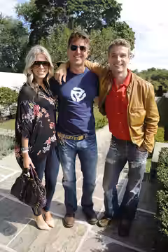 Christina Arsenault, Dean Carpenter and Sebastian Pigott at the Canadian Film Centre (CFC) Annual BBQ held on Sept. 11, 2011 in Toronto, Ontario in celebration 
