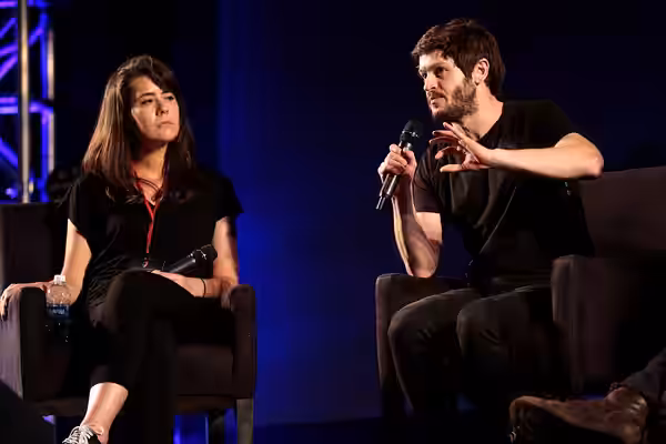 Hannah Panek and Iwan Rheon speaking at the 2017 Con of Thrones at the Gaylord Opryland Resort &amp; Convention Center in Nashville, Tennessee. Please attribute