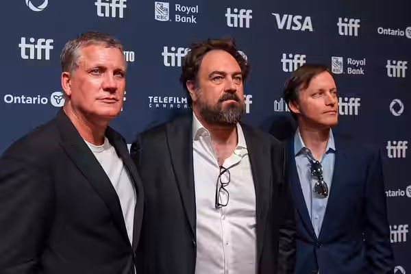 Stuart Ford, Justin Kurzel, and Bryan Haas at the 2024 Toronto International Film Festival (TIFF) for the movie The Order. (2021)