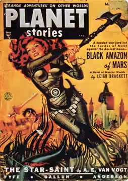 Cover of March 1951 issue of en:Planet Stories. Artist is en:Allen Anderson. Copyright was either Anderson, or more likely Fiction House, who published the maga (2011)