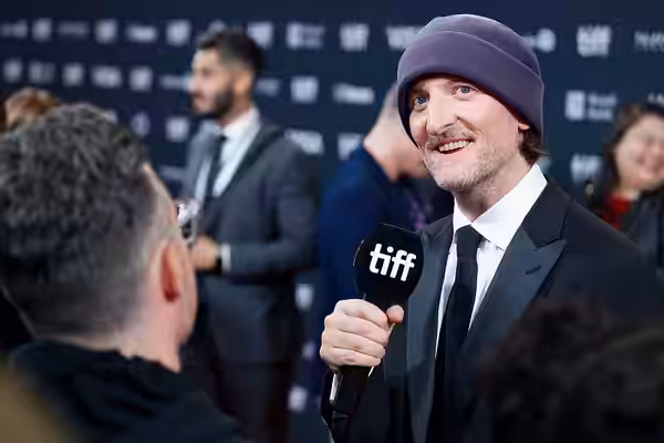 Michael Gracey, director, interviewing at the 2024 Toronto International Film Festival (TIFF) for the movie Better Man.