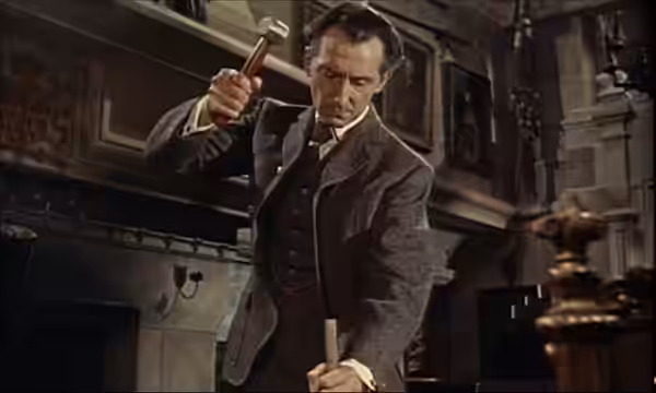 Screenshot of Peter Cushing from the trailer for the film The Brides Of Dracula (1960)