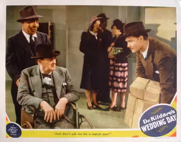 Lobby card for the American drama film Dr. Kildare's Wedding Day (1941).