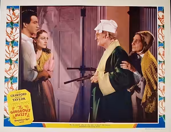 Lobby card for the 1936 film The Gorgeous Hussy.