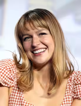 Melissa Benoist speaking at the 2019 San Diego Comic Con International, for "Jay and Silent Bob Reboot", at the San Diego Convention Center in San Diego, Califo