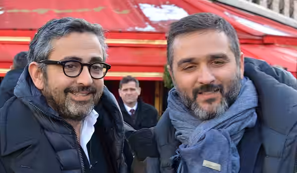 Eric Toledano et Olivier Nakache au déjeuner des nommés des César du cinéma (2018)
