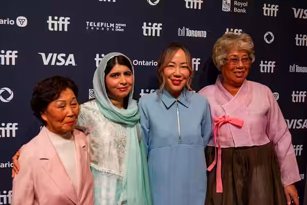 Lee Hee-Soon, Malala Yousafzai, Sue Kim, and Jang Soon-duk at the 2024 Toronto International Film Festival (TIFF) for the movie The Last of The Sea Women. (2021)