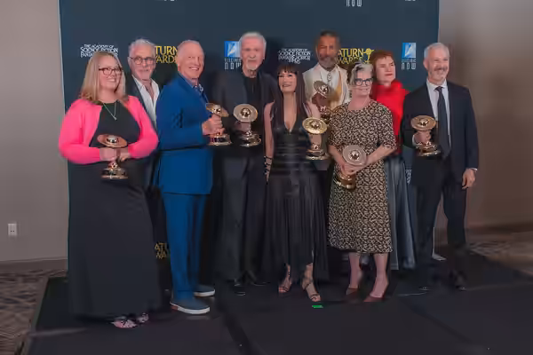 Carrie Henn, Carl Toop, Mark Rolston, James Cameron, Gale Anne Hurd, Ricco Ross, Jenette Goldstein, Cynthia Scott, &amp; Matt Winston at the 53rd Saturn Awards (2026)