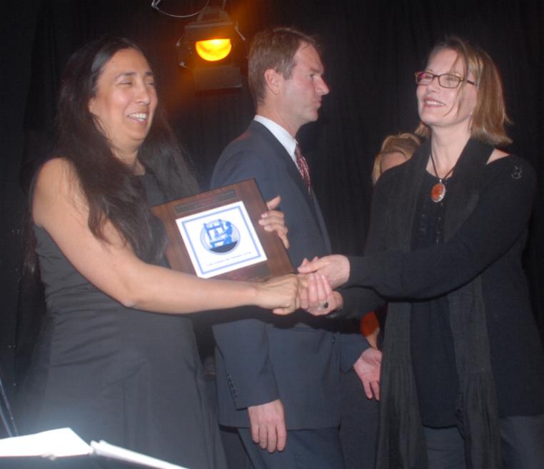 February 21, 2008: First Annual L.A. Press Club National Entertainment Awards LA Weekly Editor Laurie Ochoa, Chris Woodyard, Maud Adams