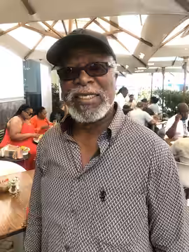 This picture of John Kani was taken in Rosebank, Johannesburg at Tashas. (2023)