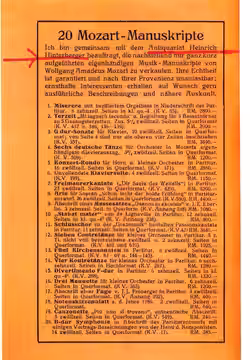 Der Wiener Antiquar Heinrich Hinterberger beauftragte den Leipziger Antiquar Adolf Weigel mit dem Verkauf Stefan Zweigs Sammlung von Mozart-Manuskripten. Weigel (1936)