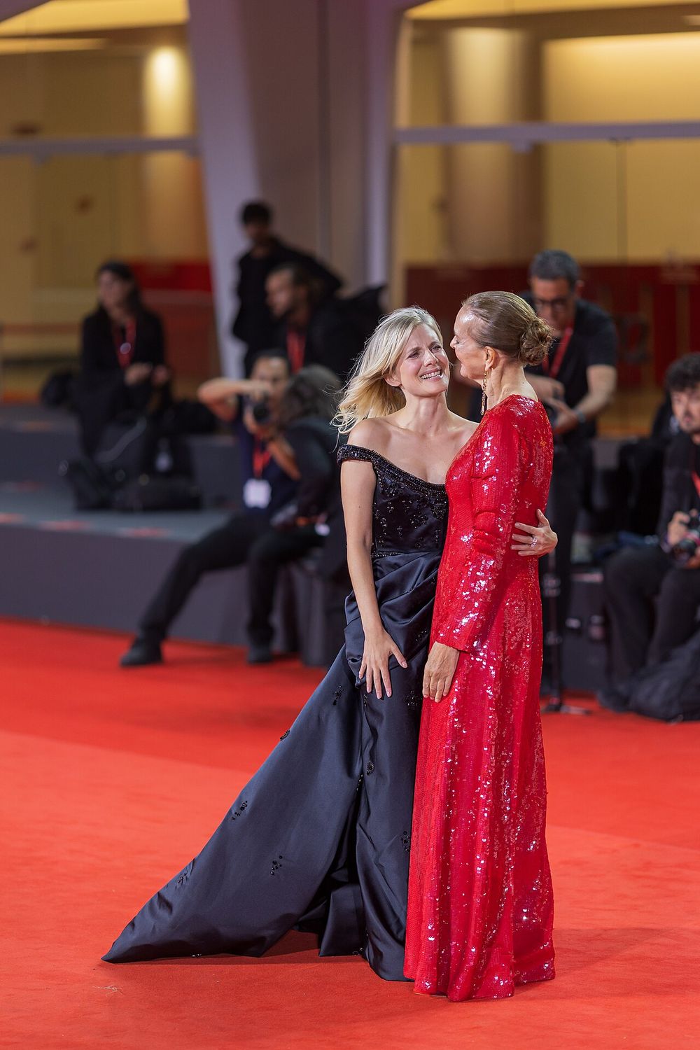 Carole Bouquet and Mélanie Laurent, actresses, at 83rd Venice International Film Festival in Venice, Italy for the film Un bon avocat (The Good Lawyer). (2026)