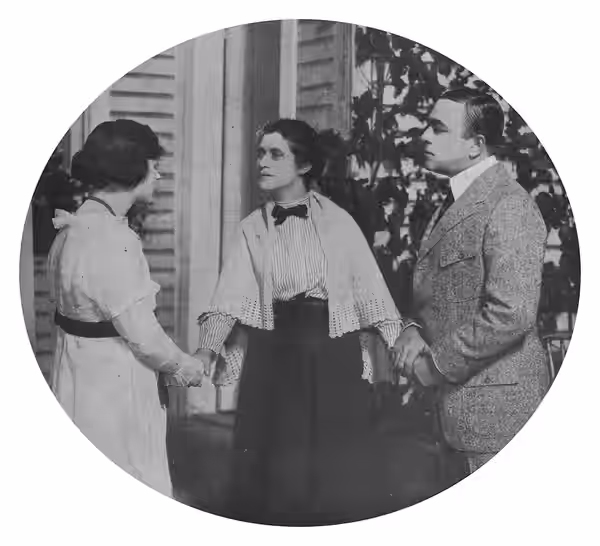 Actors Alice Brady, Emma Dunn, and Robert Edeson in Sinners (1915)
