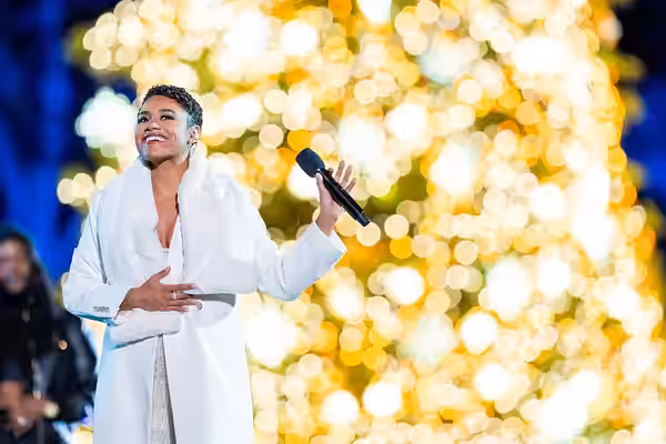 Ariana DeBose performs at the 100th National Christmas Tree Lighting Wednesday, November 30, 2022, on the Ellipse in Washington, D.C. (Official White House Phot