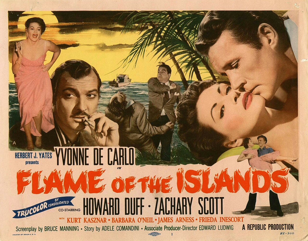 Promotional poster for Flame of the Islands (1956).