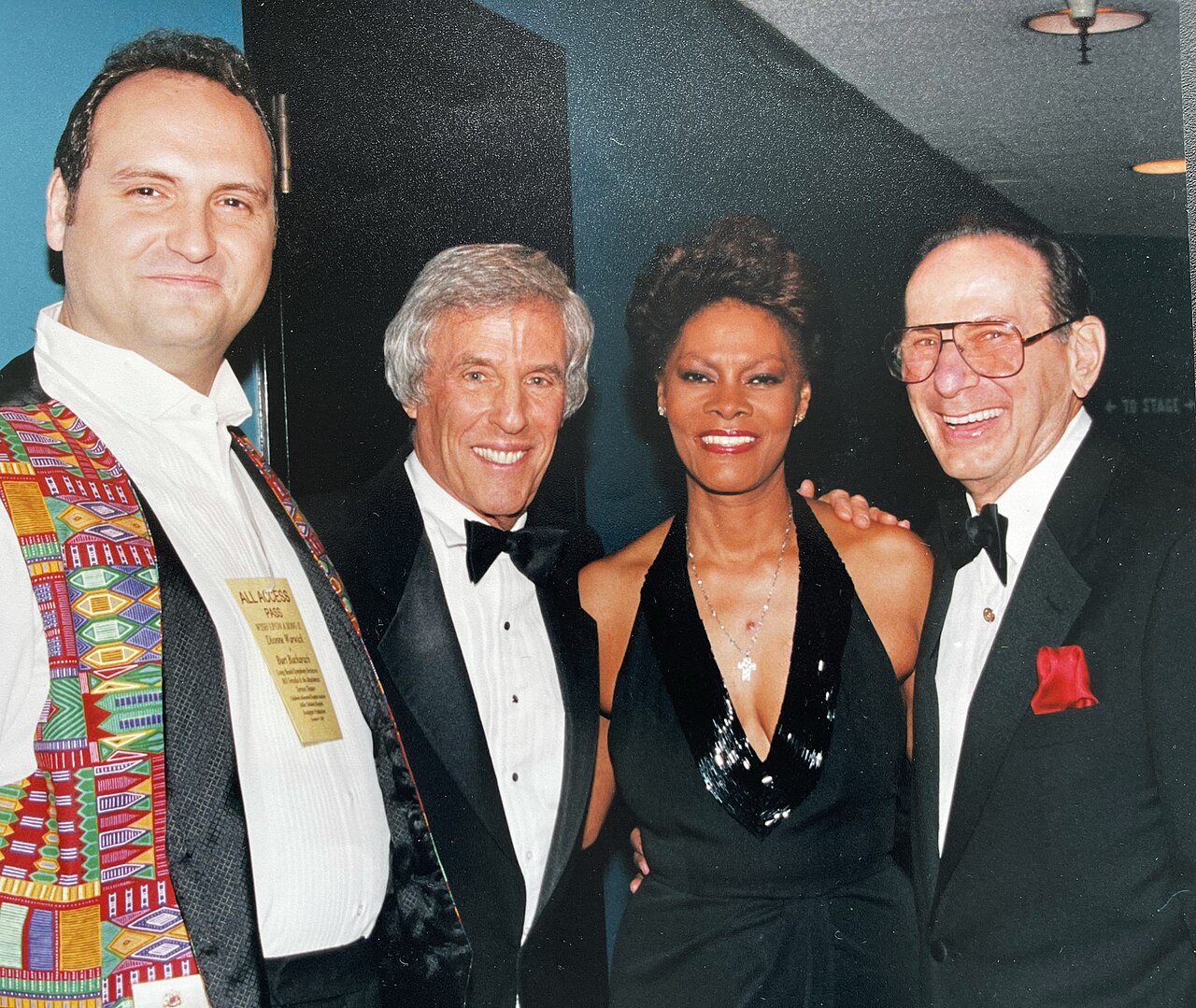 Bill Grisolia with Burt Bacharach, Dionne Warwick, and Hal David at the 'Wish Upon a Song' concert series (produced by Bill Grisolia), in November 1996 at the T
