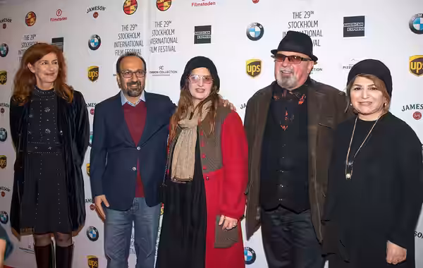 Asghar Farhadi during the Stockholm International Film Festival on November 9, 2018. With Git Scheynius and Parisa Bakhtavar.