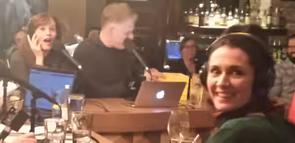 Mélissa Désormeaux-Poulin photographed in Montréal , Québec, Canada during a radio show of the CBC's La soirée est encore jeune inside the bar Chez Roger. (2017)