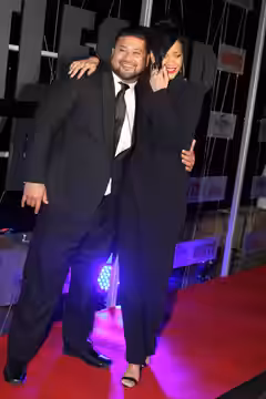 w:John Tui & Rihanna at the Australian premiere of Battleship in Sydney, Luna Park (2012)