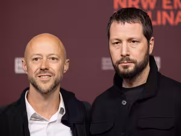 Fabian Gasmia and Mstyslaw Tschernow at the Berlinale reception in the North Rhine-Westphalian state representation, Berlinale 2025