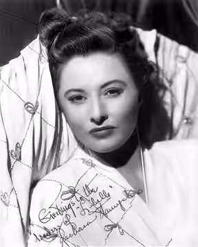 Omschrijving: Actrice Barbara Stanwyck (1907-1990) speelde mee in ongeveer honderd films waaronder "Titanic" (1953).