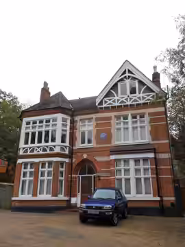 Blue plaque erected by English Heritage at 110 Auckland Road, London SE19 2BY 7th October 2014