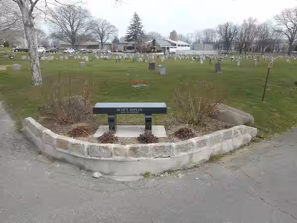 The grave of legendary ragtime musician Scott Joplin at the St. Michael's Cemetery in the East Elmhurst and Woodside sections of Queens, New York City. It actua