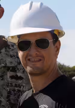 Scooby-Doo" actor Matthew Lillard and "The Good Wife" actor Josh Charles pose with Naval Mobile Construction Battalion 133 Detail Rota Seabees, Equipment Operat (2014)