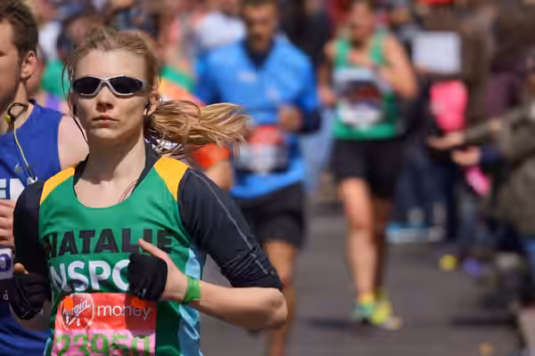Photograph taken by Julian Mason on Sunday 24th April 2016 during the Virgin Money London Marathon. Location Westferry Road on the Isle of Dogs close to Arnhem 