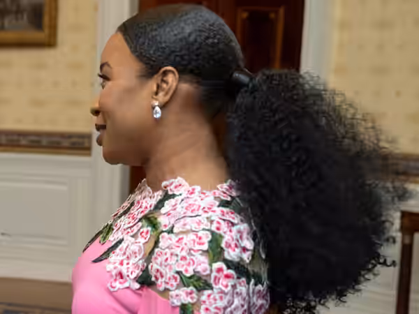 President Joe Biden greets cast members Jalyn Hall and Danielle Deadwyler before a screening of the movie “Till”, Thursday, February 16, 2023, in the Blue Room 